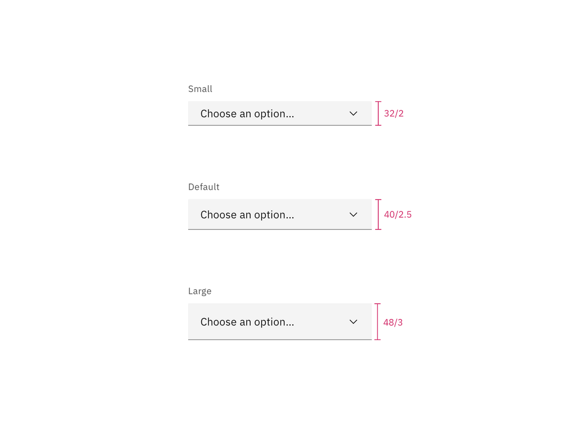 Dropdown sizes